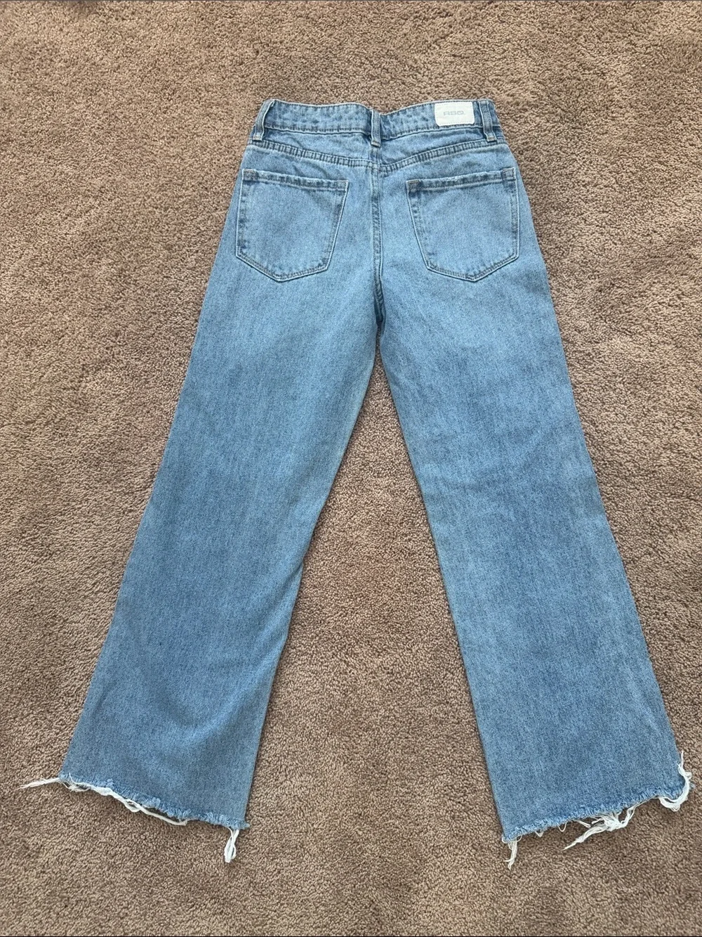 Light Blue Distressed Wide-Leg Kids Jeans